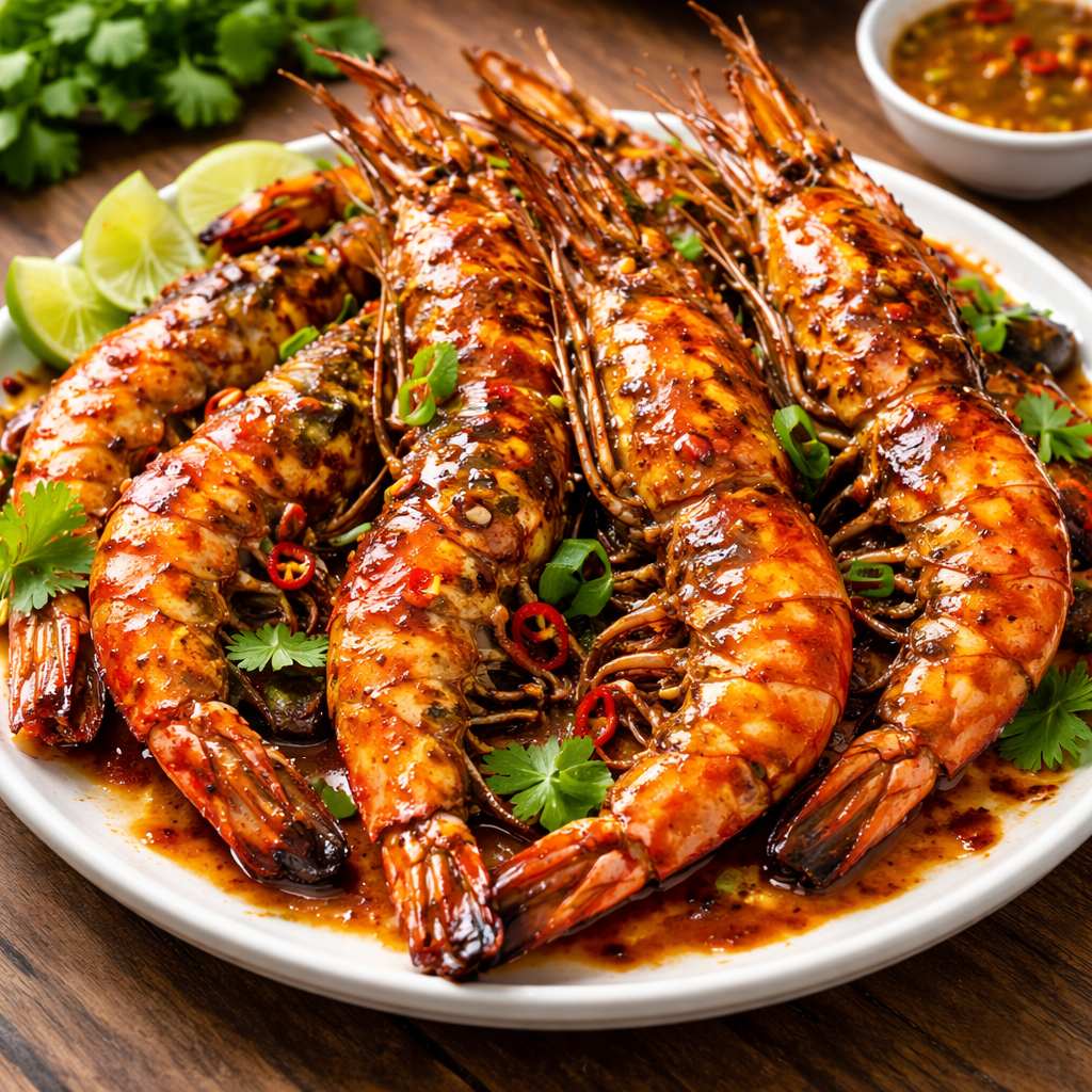 Udang Pancet Besar Bakar Madu Pedas